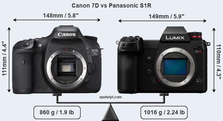 Size Canon 7D vs Panasonic S1R