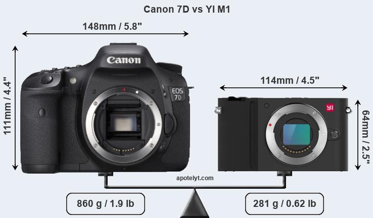 Size Canon 7D vs YI M1