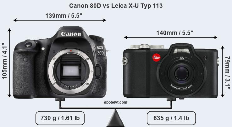 Size Canon 80D vs Leica X-U Typ 113