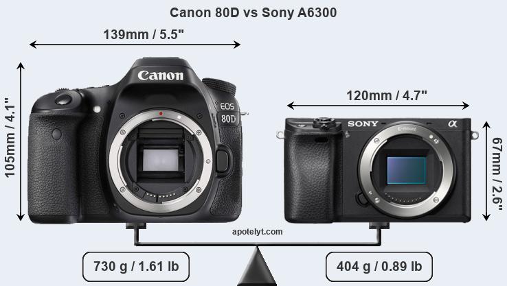 Size Canon 80D vs Sony A6300