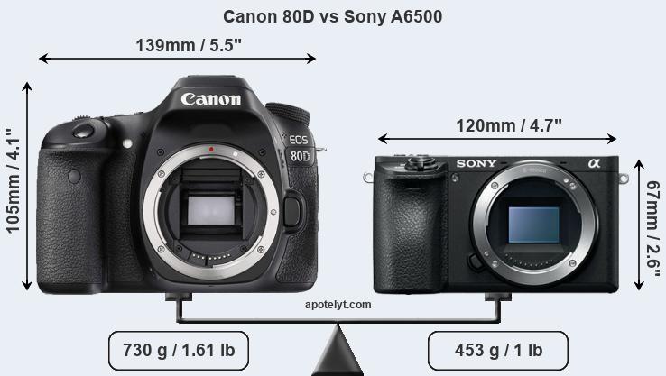 Size Canon 80D vs Sony A6500
