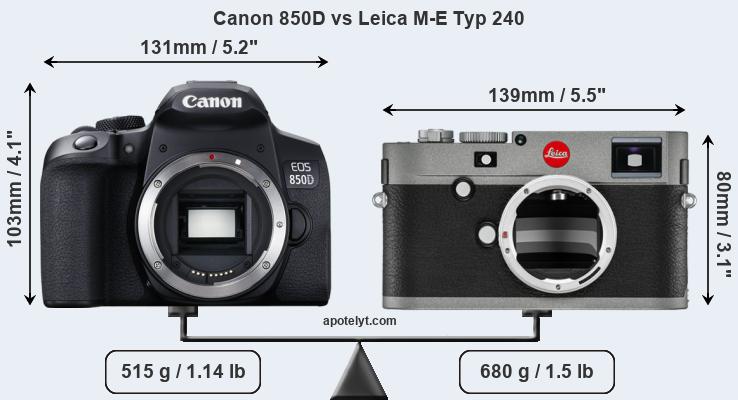 Size Canon 850D vs Leica M-E Typ 240