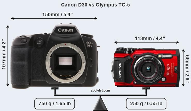 Size Canon D30 vs Olympus TG-5