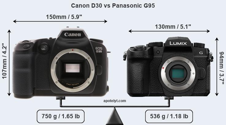 Size Canon D30 vs Panasonic G95