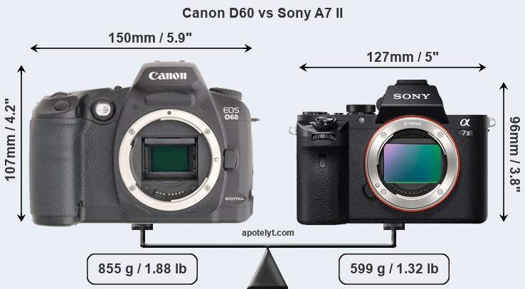 Size Canon D60 vs Sony A7 II