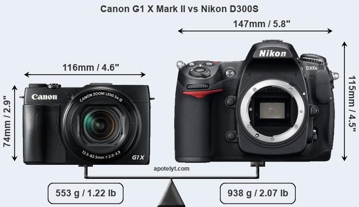 Size Canon G1 X Mark II vs Nikon D300S