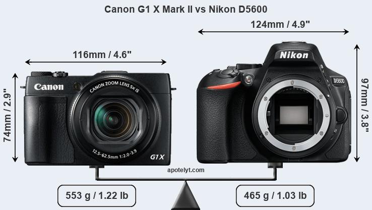 Size Canon G1 X Mark II vs Nikon D5600