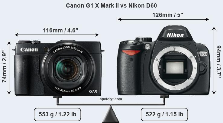 Size Canon G1 X Mark II vs Nikon D60