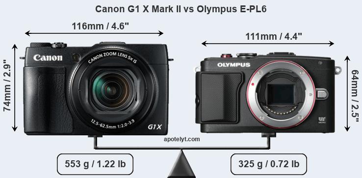 Size Canon G1 X Mark II vs Olympus E-PL6