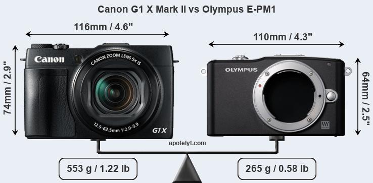 Size Canon G1 X Mark II vs Olympus E-PM1