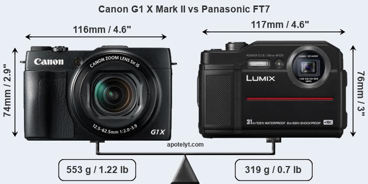Size Canon G1 X Mark II vs Panasonic FT7