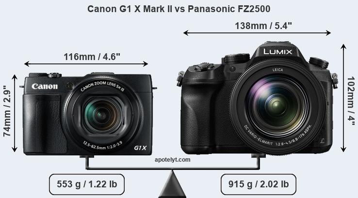 Size Canon G1 X Mark II vs Panasonic FZ2500