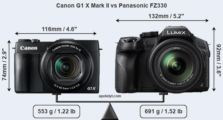 Size Canon G1 X Mark II vs Panasonic FZ330