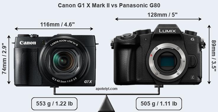 Size Canon G1 X Mark II vs Panasonic G80