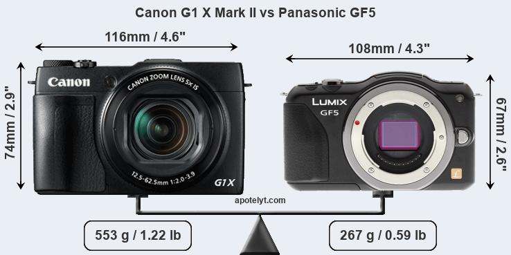 Size Canon G1 X Mark II vs Panasonic GF5