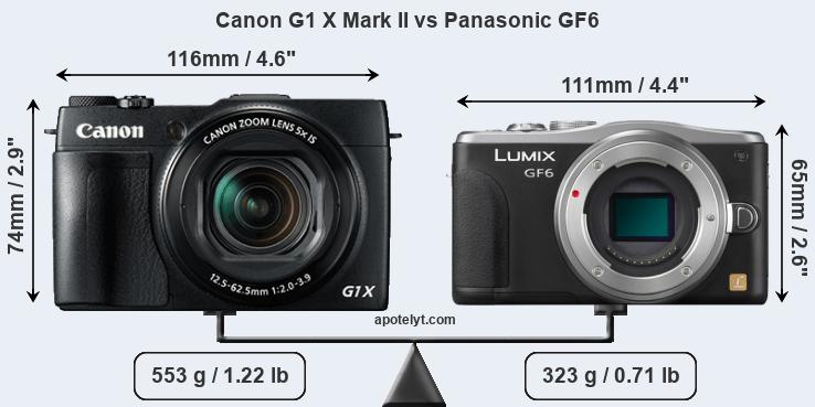 Size Canon G1 X Mark II vs Panasonic GF6