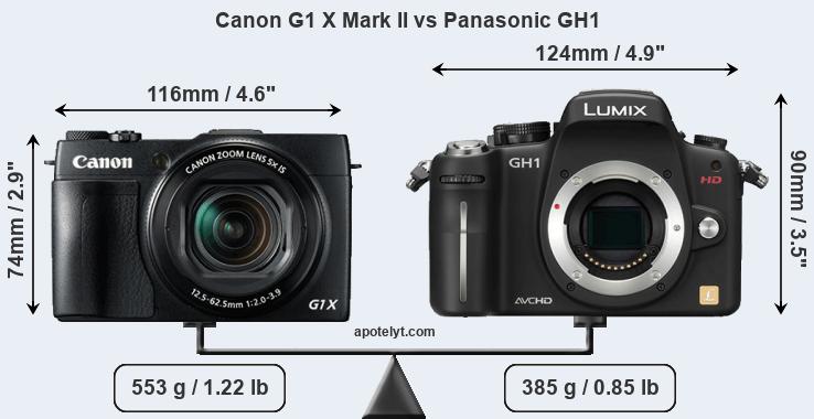 Size Canon G1 X Mark II vs Panasonic GH1