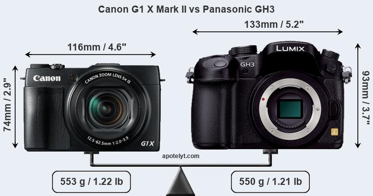 Size Canon G1 X Mark II vs Panasonic GH3