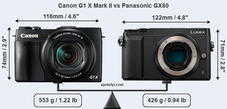 Size Canon G1 X Mark II vs Panasonic GX80