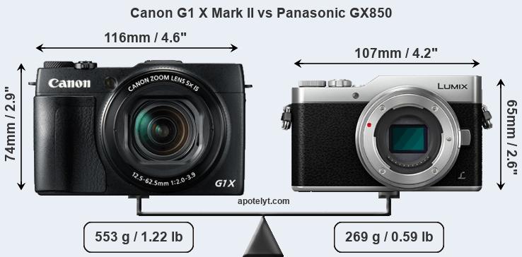 Size Canon G1 X Mark II vs Panasonic GX850