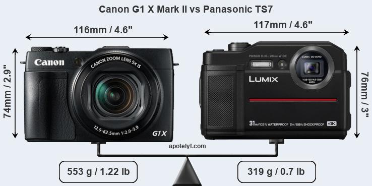 Size Canon G1 X Mark II vs Panasonic TS7