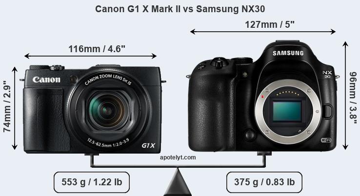 Size Canon G1 X Mark II vs Samsung NX30