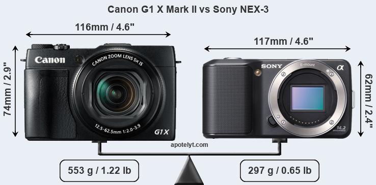 Size Canon G1 X Mark II vs Sony NEX-3