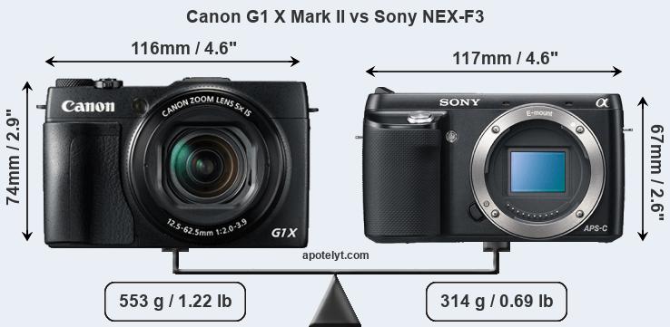 Size Canon G1 X Mark II vs Sony NEX-F3