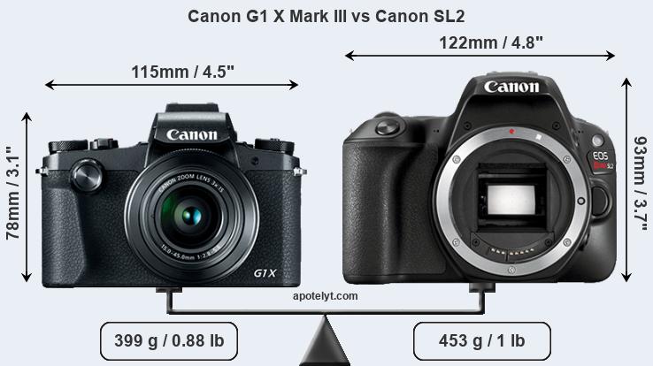 Size Canon G1 X Mark III vs Canon SL2