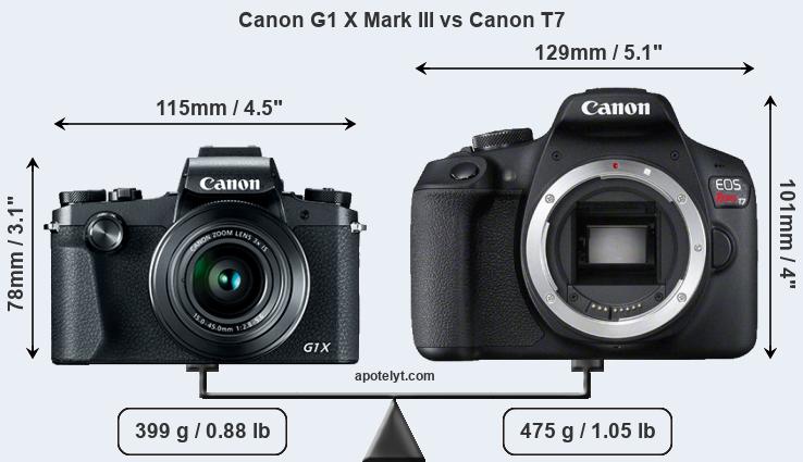Size Canon G1 X Mark III vs Canon T7