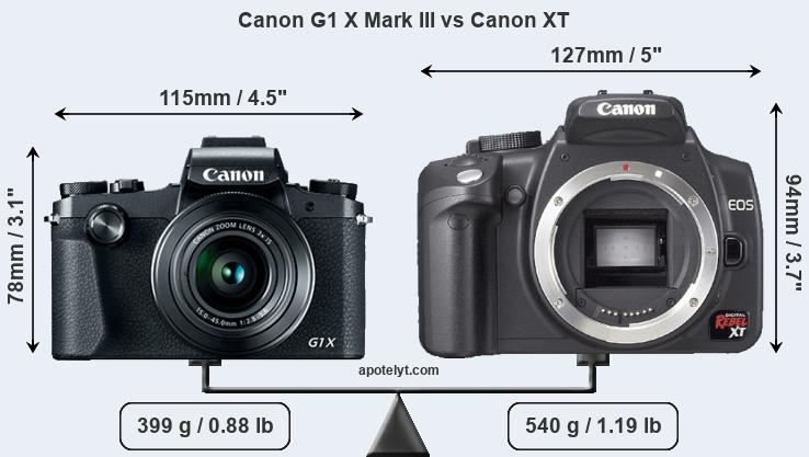 Size Canon G1 X Mark III vs Canon XT