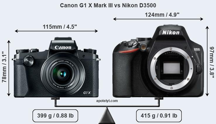 Size Canon G1 X Mark III vs Nikon D3500