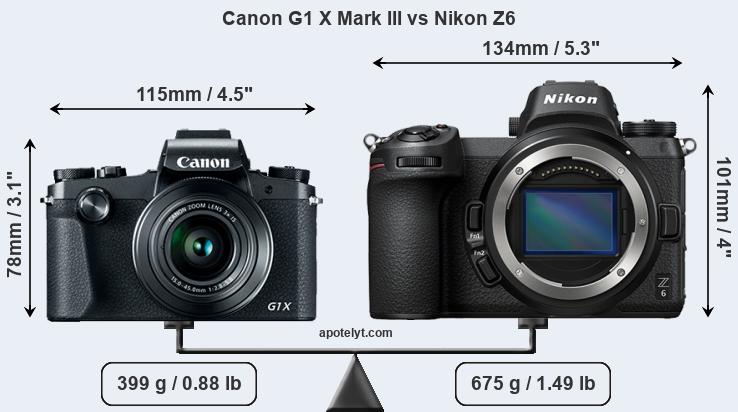Size Canon G1 X Mark III vs Nikon Z6