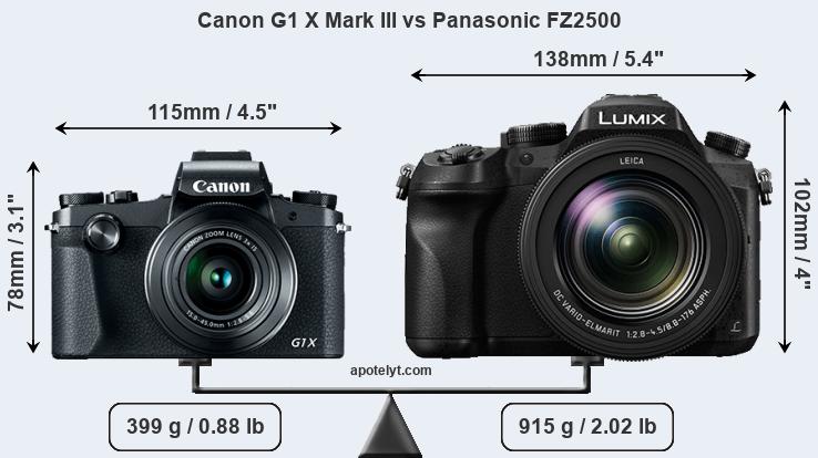 Size Canon G1 X Mark III vs Panasonic FZ2500