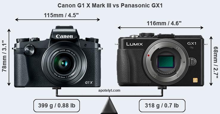 Size Canon G1 X Mark III vs Panasonic GX1