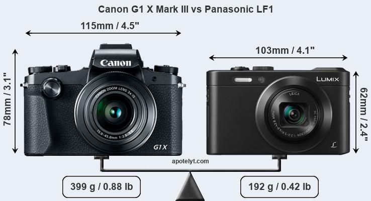 Size Canon G1 X Mark III vs Panasonic LF1