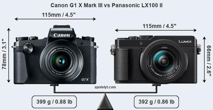 Size Canon G1 X Mark III vs Panasonic LX100 II
