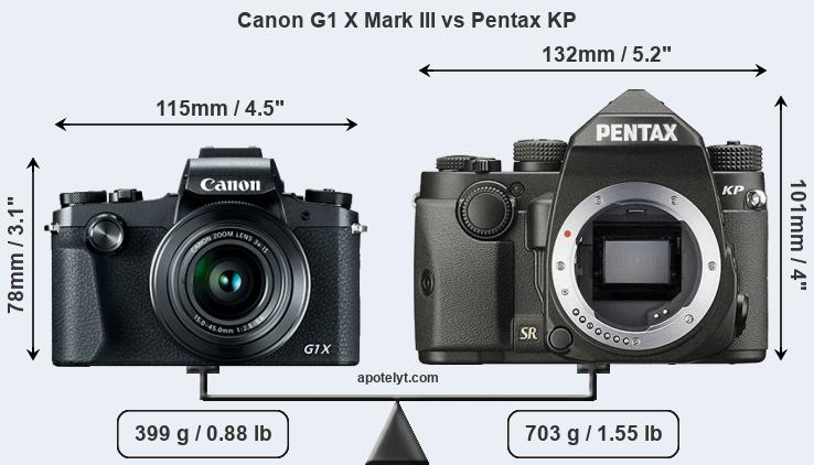 Size Canon G1 X Mark III vs Pentax KP