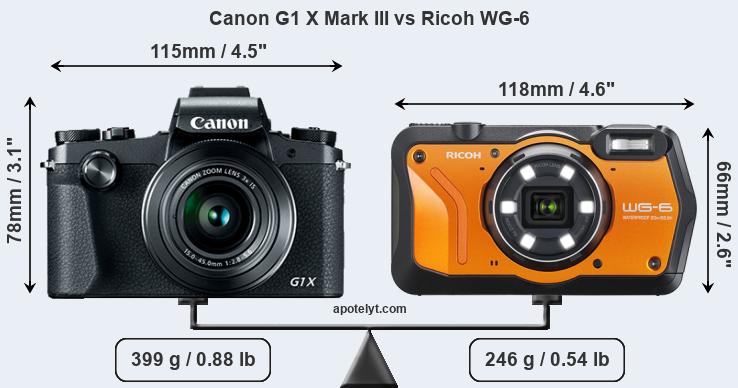 Size Canon G1 X Mark III vs Ricoh WG-6