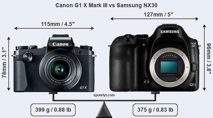 Size Canon G1 X Mark III vs Samsung NX30