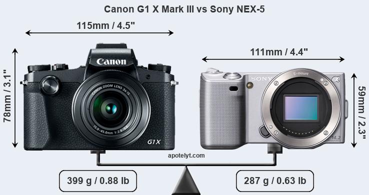 Size Canon G1 X Mark III vs Sony NEX-5