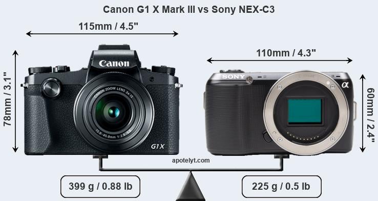 Size Canon G1 X Mark III vs Sony NEX-C3