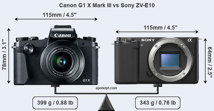 Size Canon G1 X Mark III vs Sony ZV-E10