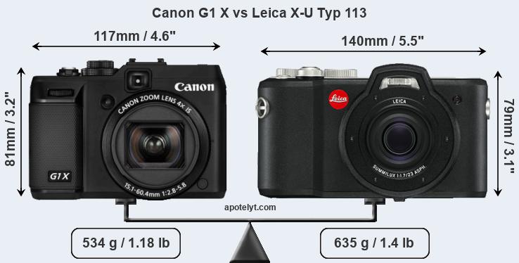 Size Canon G1 X vs Leica X-U Typ 113