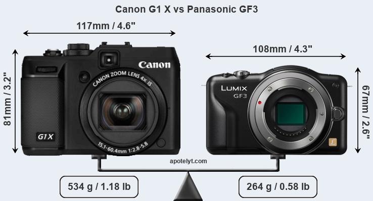 Size Canon G1 X vs Panasonic GF3