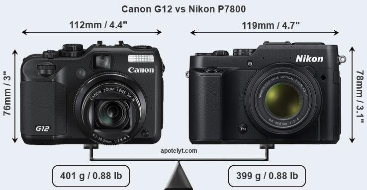 Size Canon G12 vs Nikon P7800