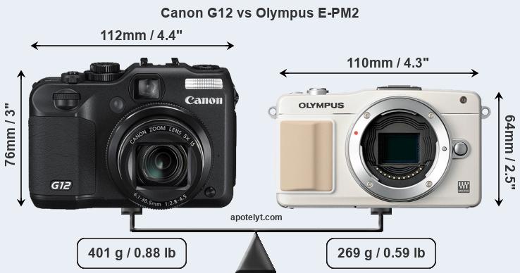 Size Canon G12 vs Olympus E-PM2