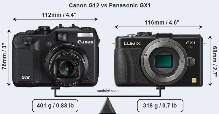 Size Canon G12 vs Panasonic GX1