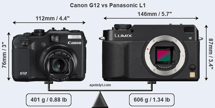 Size Canon G12 vs Panasonic L1