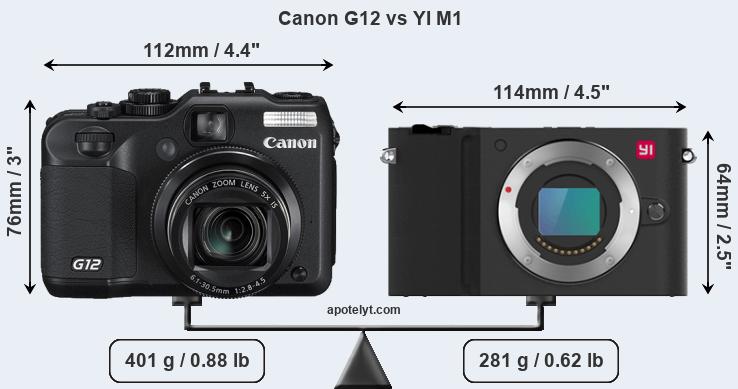 Size Canon G12 vs YI M1